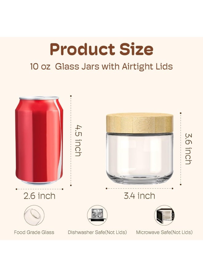 10oz Glass Meal Prep Jars with Bamboo Lids - 4 Pack: Versatile Overnight Oats, Yogurt, Salad Containers - Airtight, Leakproof, Dishwasher Safe - 3.4" Wide Mouth - BPA & - Image 3